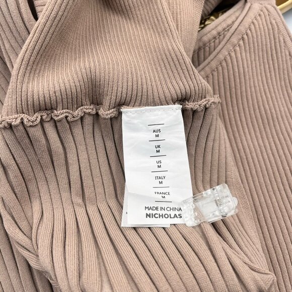 🆕 NICHOLAS 🧿 NWT Allison layered ribbed-knit top in Mushroom - SIZE M - Picture 11 of 12